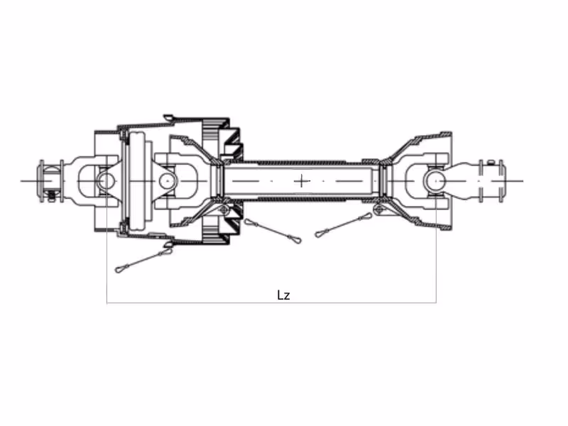 Sparex Transmission Complète - Grand Angle - Un côté, Longueur (Lz): 843mm, 1 3/8'' x 6 80° W.A. à à verrou, 1''3/8, 6 cannelures