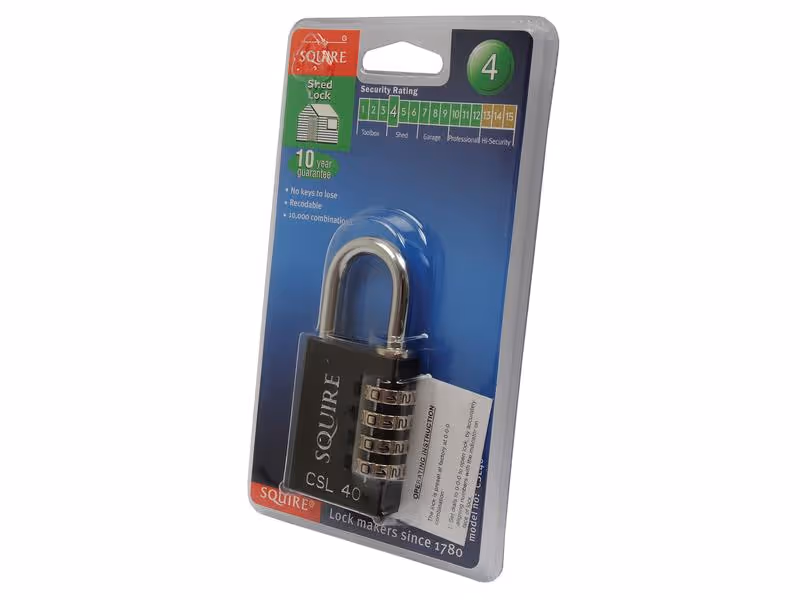 Squire Cadenas solide à combinaison code modifiable - Aluminium, Largeur du corps: 38mm (Indice de sécurité: 4)