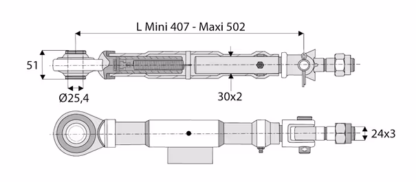 Stabilisateur Lg 405 - 502 mm
