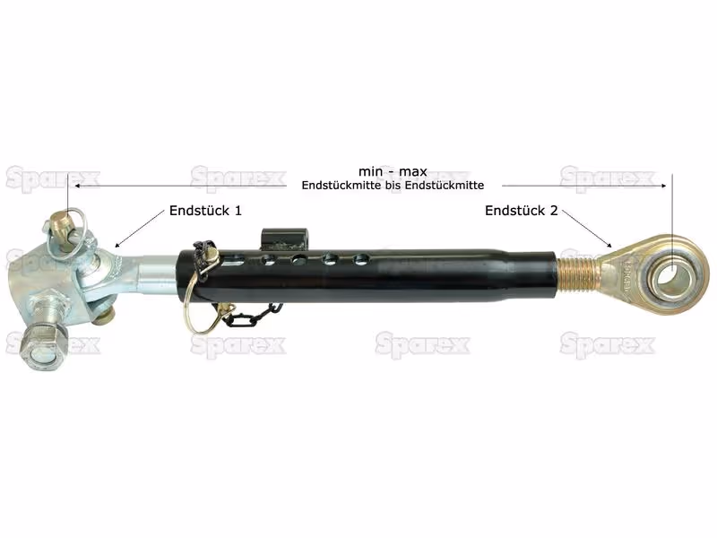 Stabilisateur télescopique - Rotule Ø19mm - Filettage Ø19mm - Min. Longueur: 465mm - 1-1/8 - adaptable sur tracteurs Ford