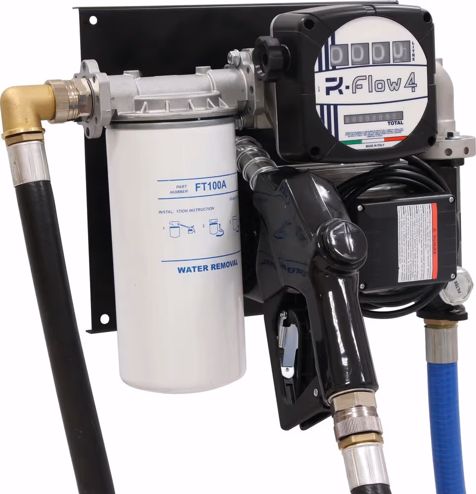 STATION GASOIL 230V 100L/MM + COMPTEUR 4 CH+FILTRE+PIST AUTO