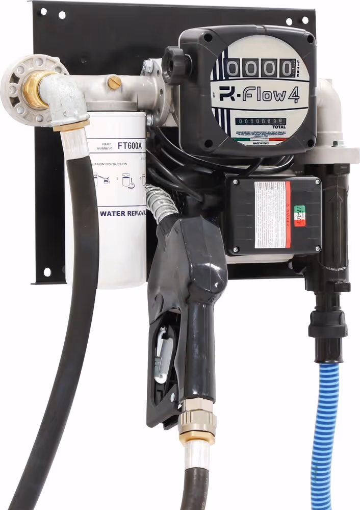 STATION GASOIL 230V 60L/MM + COMPTEUR 4 CH+FILTRE+PIST AUTO