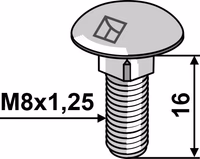Strautmann | Boulon à tête bombée M8x1,25x16 - galvanisé
