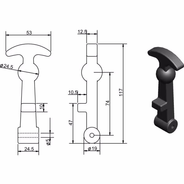 Support de capot complet 120 mm
