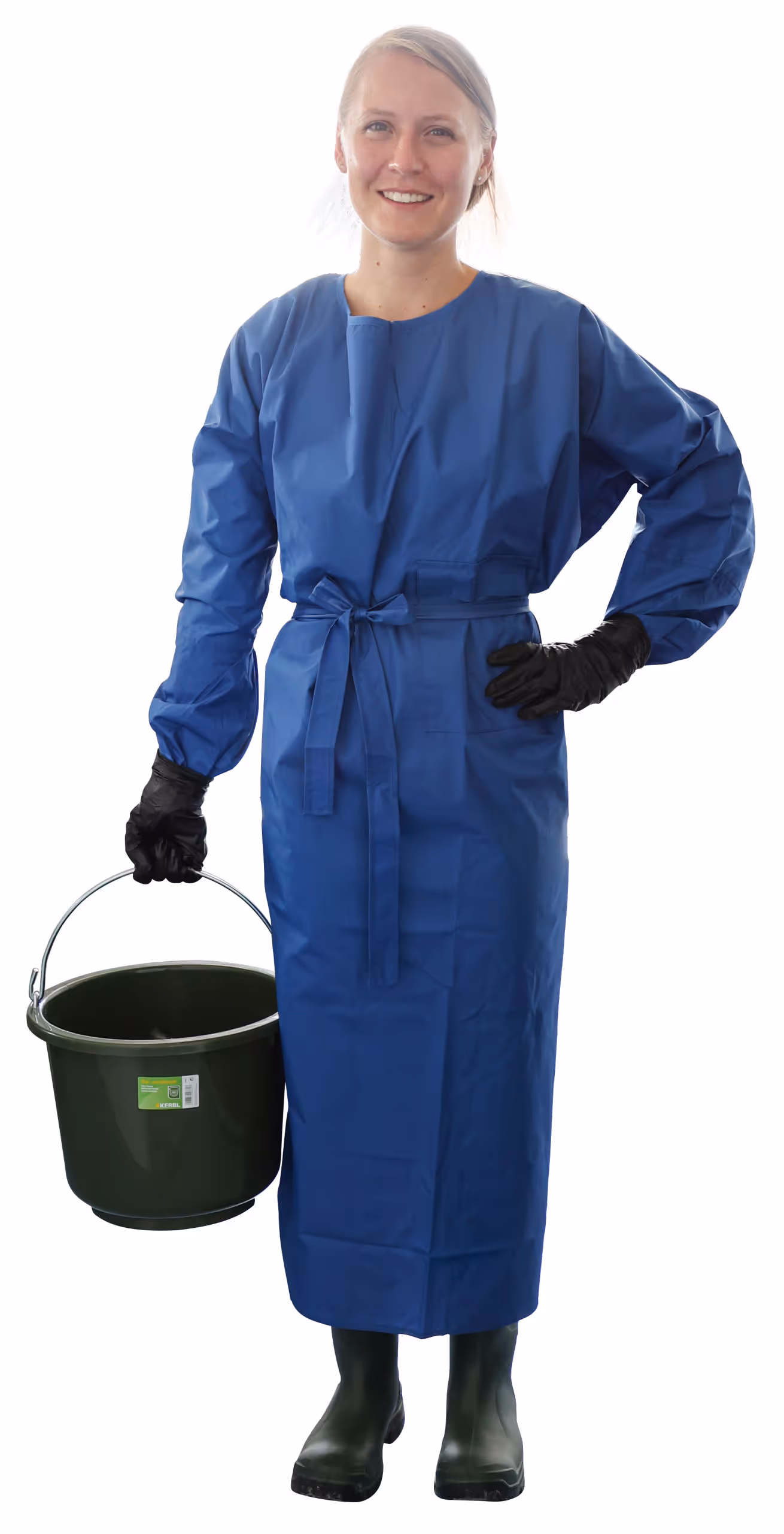 Tablier traite/lavage avec manches, bleu, 133x144cm