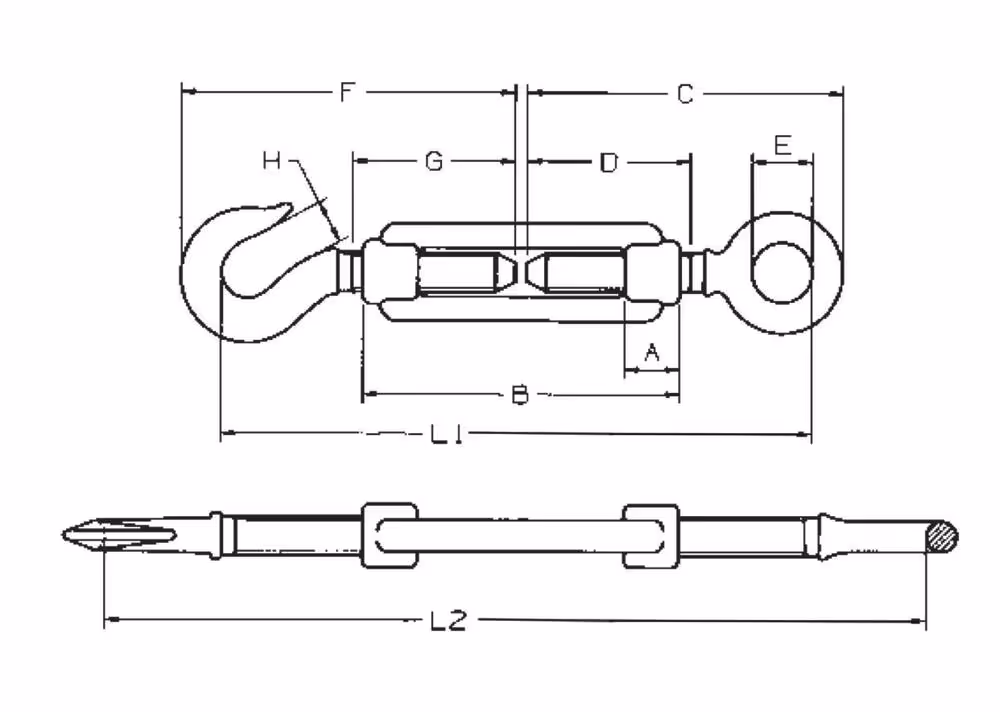 TENDEUR ANNEAUX ET CROCHET M14
