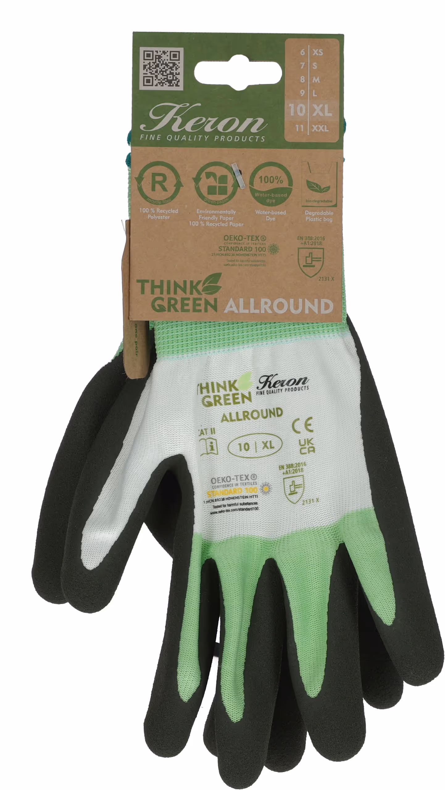 Thinkgreen Gants fin Allround vert/blanc, taille 6/XS