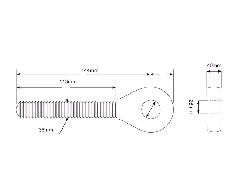 Tige filetée de noix d'articulation Filetage:M36 x 3.00 Droit