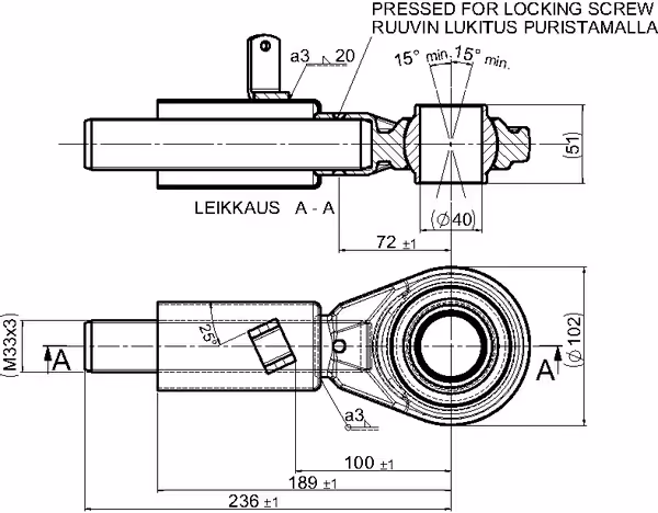 Tige supérieure chandelle Valtra V33415600