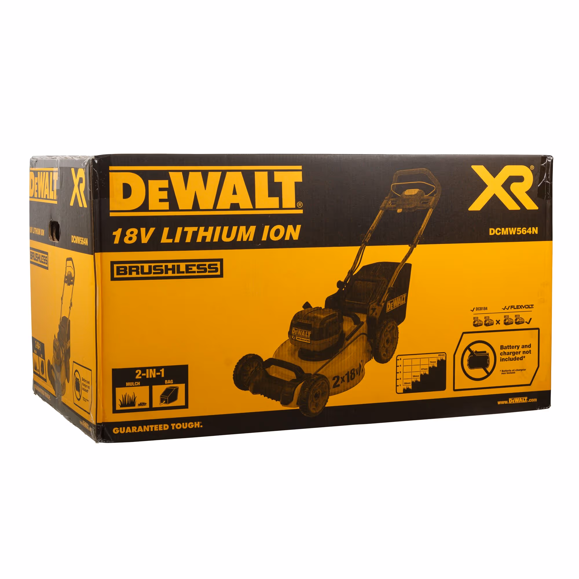 Tondeuse XR 2 X 18 V Brushless - largeur de coupe (cm) : 48 / carter en acier (cm) : 51 / hauteur de coupe : 5 / capacité de collecte (L) : 55 - sans batterie ni chargeur