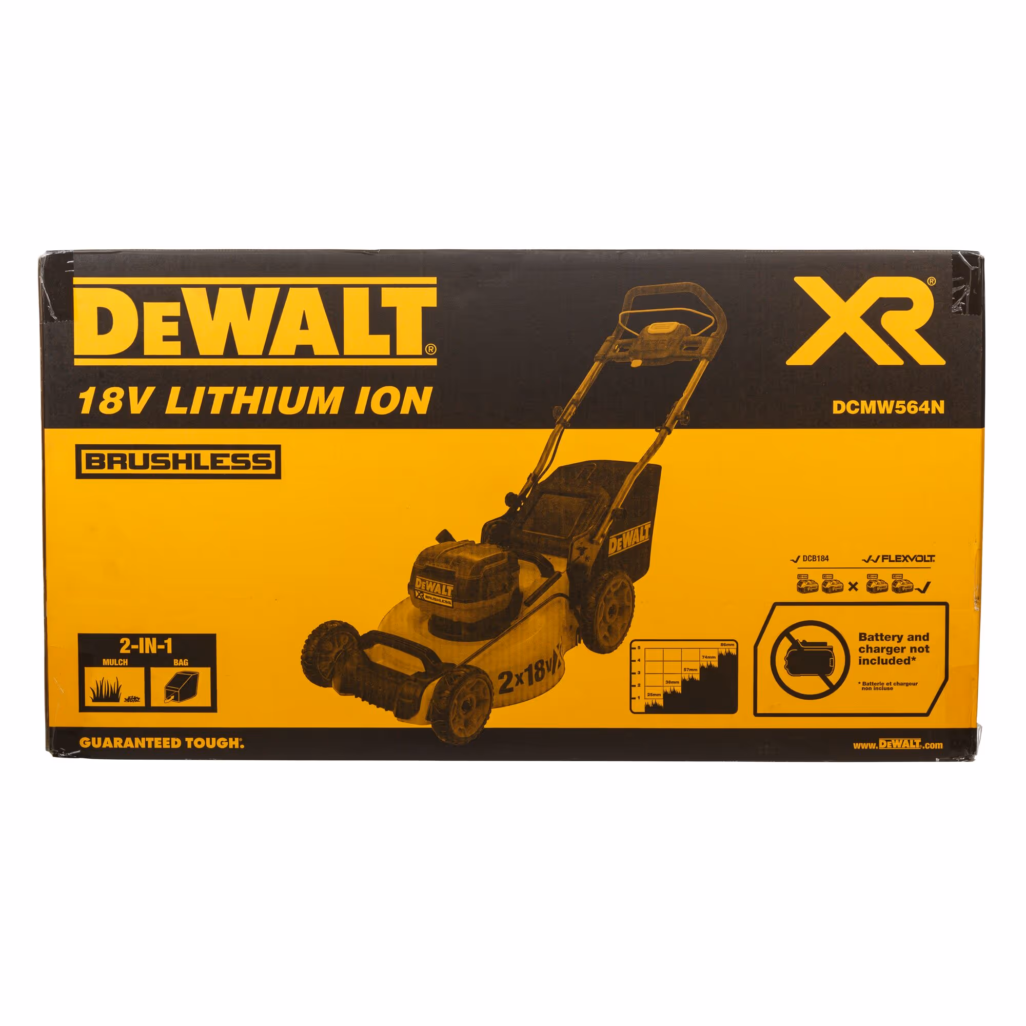 Tondeuse XR 2 X 18 V Brushless - largeur de coupe (cm) : 48 / carter en acier (cm) : 51 / hauteur de coupe : 5 / capacité de collecte (L) : 55 - sans batterie ni chargeur