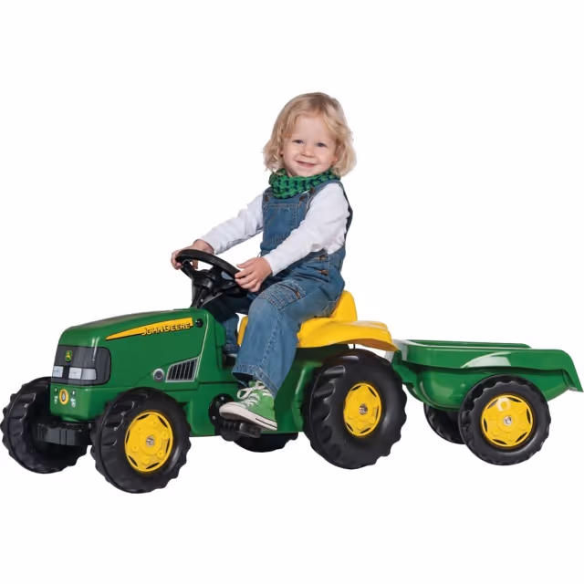 Tracteur a pedales john deere avec remorque