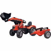 TRACTEUR A PEDALES MASSEY FERGUSON S8740 AVEC CHARGEUR ET REMORQUE