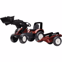 TRACTEUR A PEDALES VALTRA S4 AVEC CHARGEUR ET REMORQUE