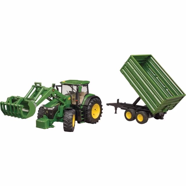 TRACTEUR JOHN DEERE 7R 350 AVEC CHARGEUR ET REMORQUE AU 1/16EME