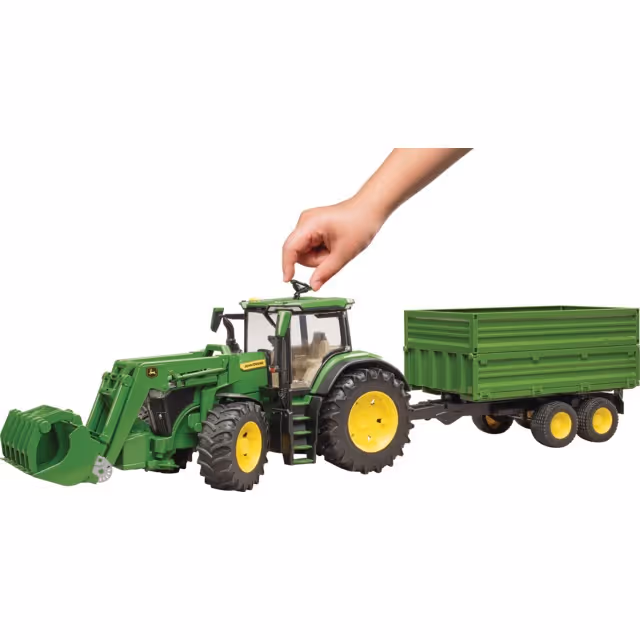 TRACTEUR JOHN DEERE 7R 350 AVEC CHARGEUR ET REMORQUE AU 1/16EME