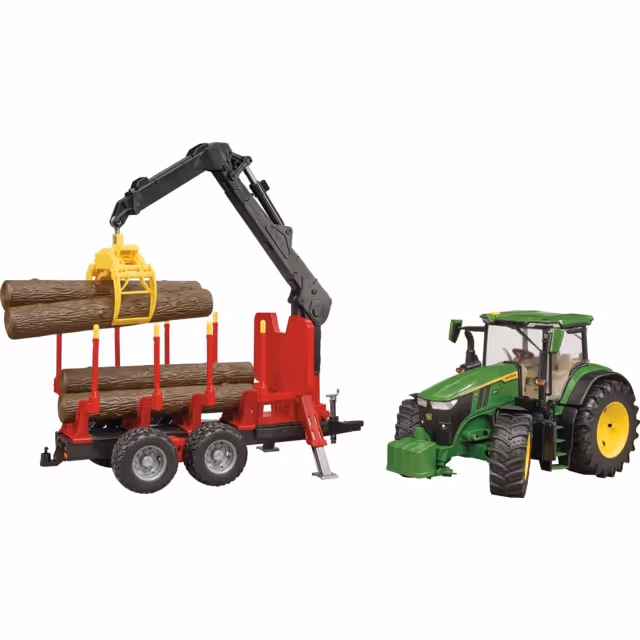TRACTEUR JOHN DEERE 7R 350 AVEC REMORQUE FORESTIERE AU 1/16EME