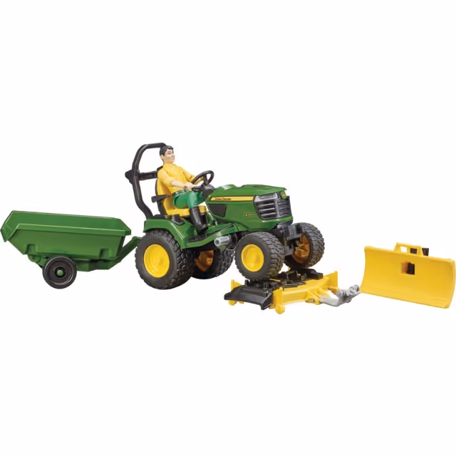TRACTEUR TONDEUSE JOHN DEERE X949 AVEC JARDINIER ET REMORQUE AU 1/16EME