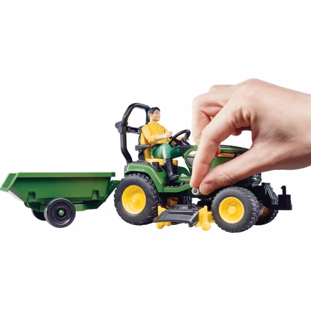 TRACTEUR TONDEUSE JOHN DEERE X949 AVEC JARDINIER ET REMORQUE AU 1/16EME