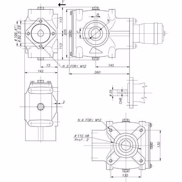 Transmiss. 4,1:1 Ø40 1" SAE-6B RT120401SAE6B - Berma