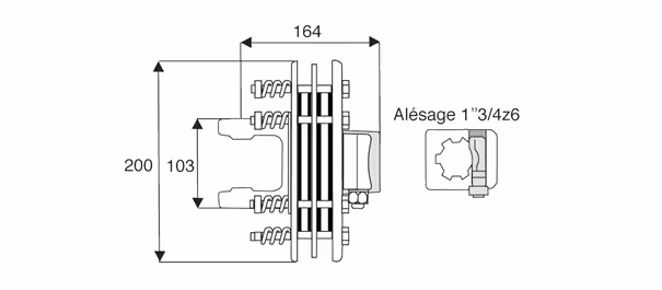 Cardan de transmission standard cr.36x89 CT 1'' 3/8, 6 cannelures CM 1'' 3/4, 6 cannelures tube Etoile L 960mm avec Limiteur à friction Walterscheid