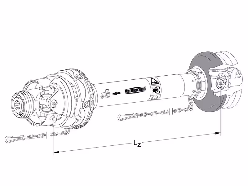 Transmission Complète - Grand Angle - Un côté, Longueur (Lz): 1410mm, 1 3/8'' x 6 Spline 80° W.A. à 1 3/8'' x 6 cannelures - ref 1608207