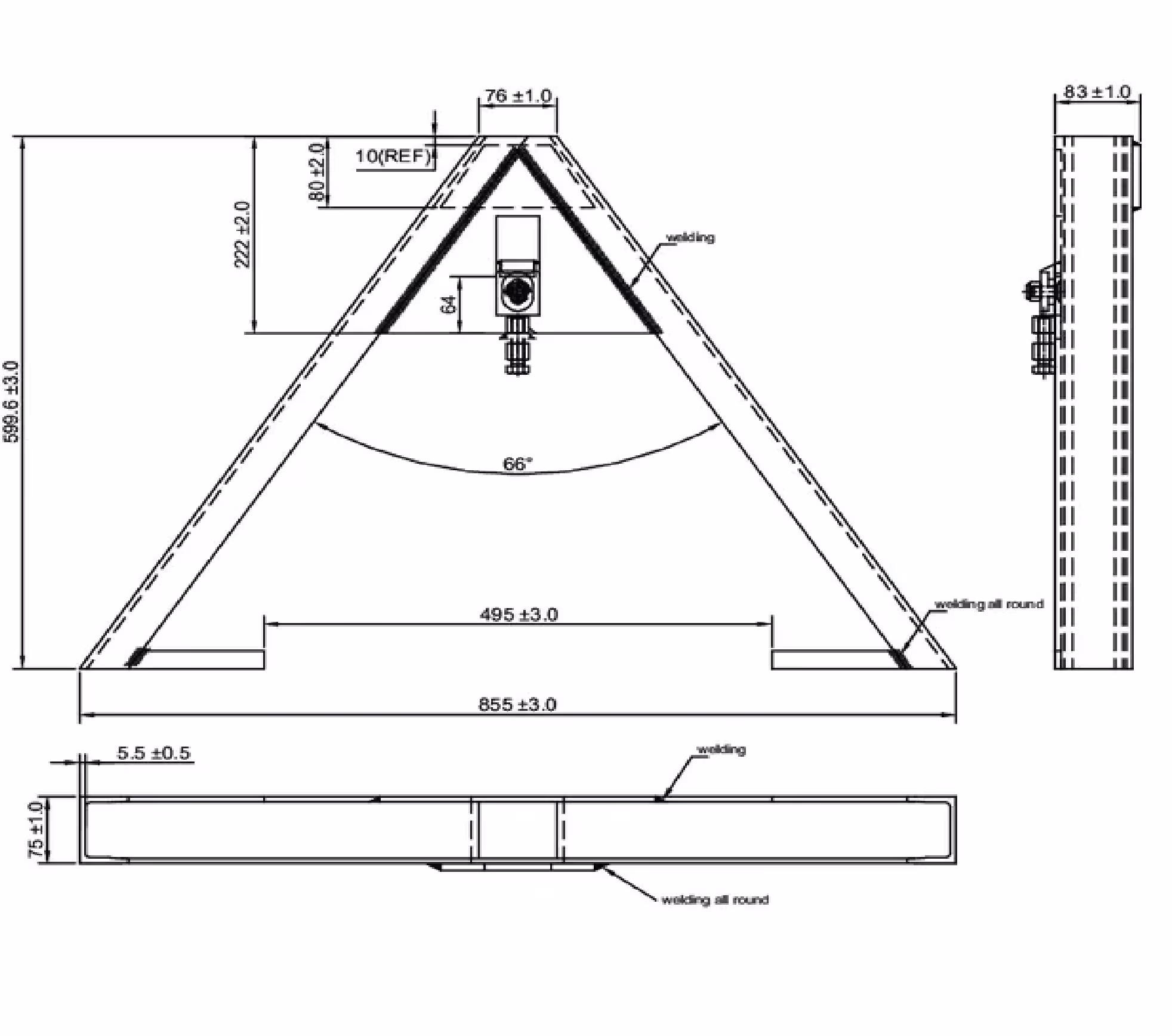 Triangle attelage cat1-2-3 coté machine