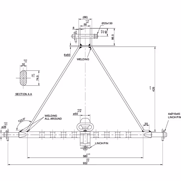 Triangle d'attelage K50 Cat.2 - 3500Kg