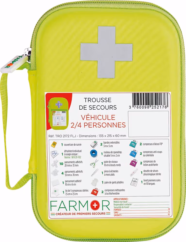 TROUSSE DE SECOURS VEHICULE 2/4 PERSONNES HAUTE VISIBILITE