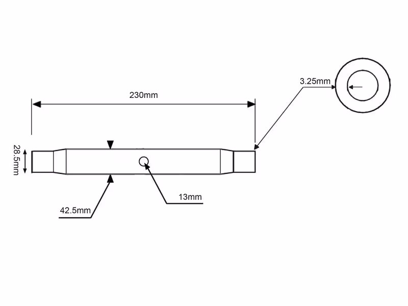 Tube Barrre de Poussée - 1-1/8 UNC - 230mm - ref 9.1087.0023.6