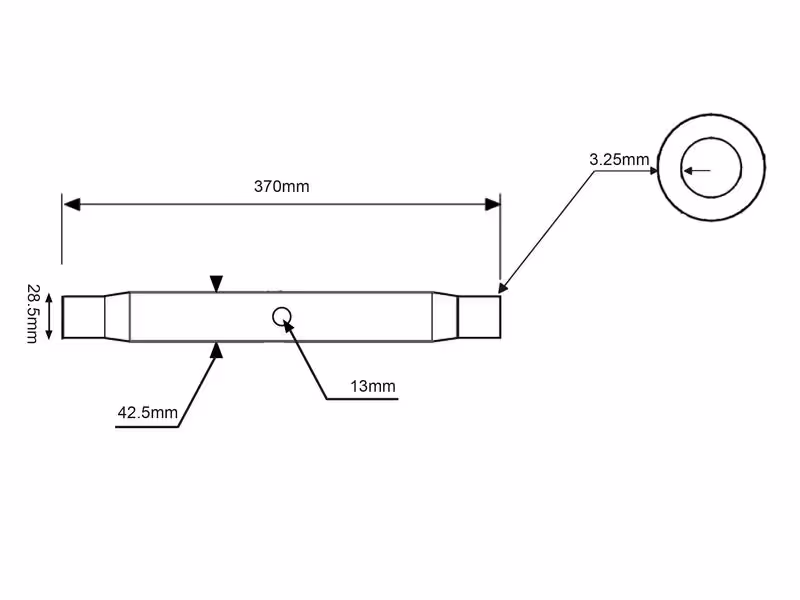 Tube Barrre de Poussée - 1-1/8 UNC - 368mm - adaptable sur tracteurs David Brown, Case IH - ref K201666