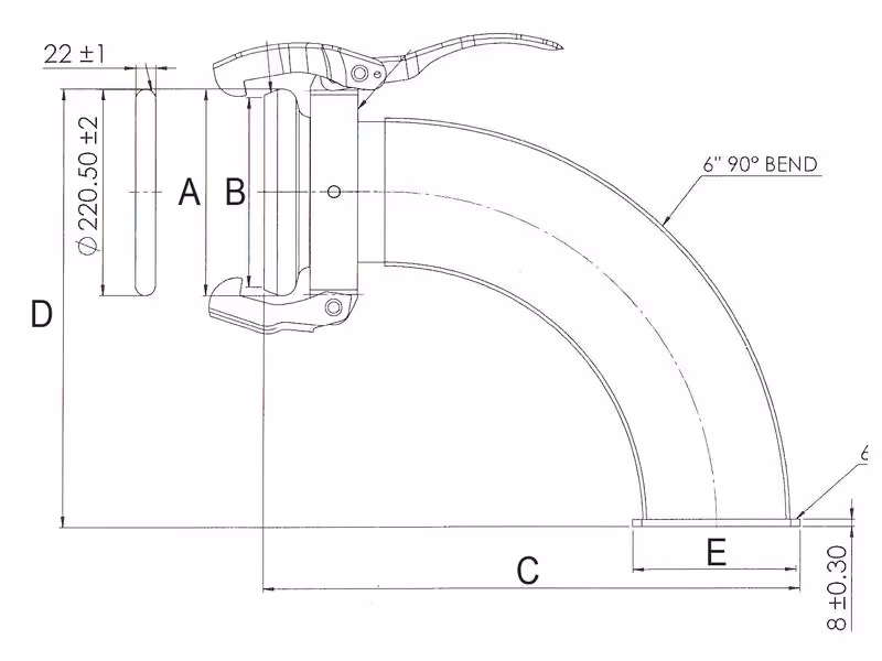 Tube coudé 90° - 6'' (159mm) (Galvanisé)