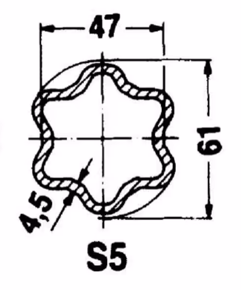 Tube étoile S5 61x47 mm de cardan 2900 mm Walterscheid 754500 origine