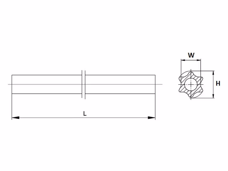 Tube rilsané - Profil Etoilé , Longueur: 1.4M (S4GA) - ref 754991