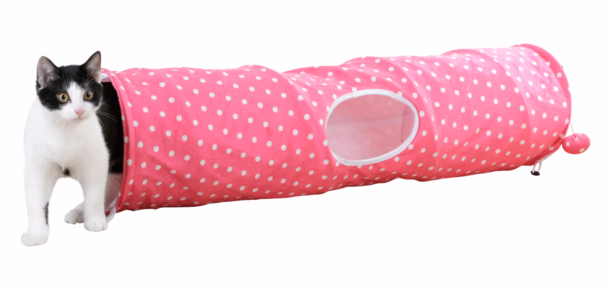 Tunnel pour chat Puntino pink/blanc, 100cm, Ø25cm