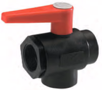 Vanne 3 voies en L femelle 1''1/4 en Polypropylène 