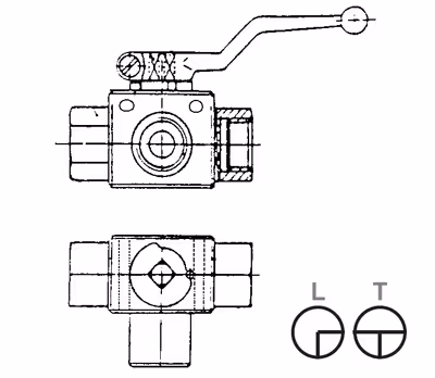 Vanne a 3 voies avec trous de fixation l - bsp 1