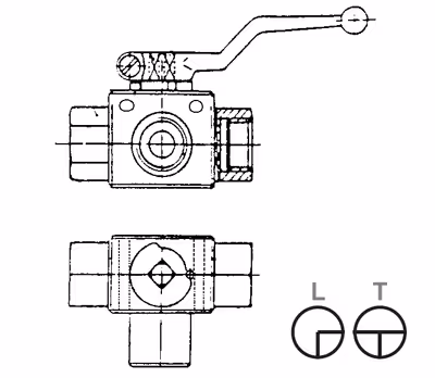 Vanne a 3 voies avec trous de fixation l - bsp 3/8