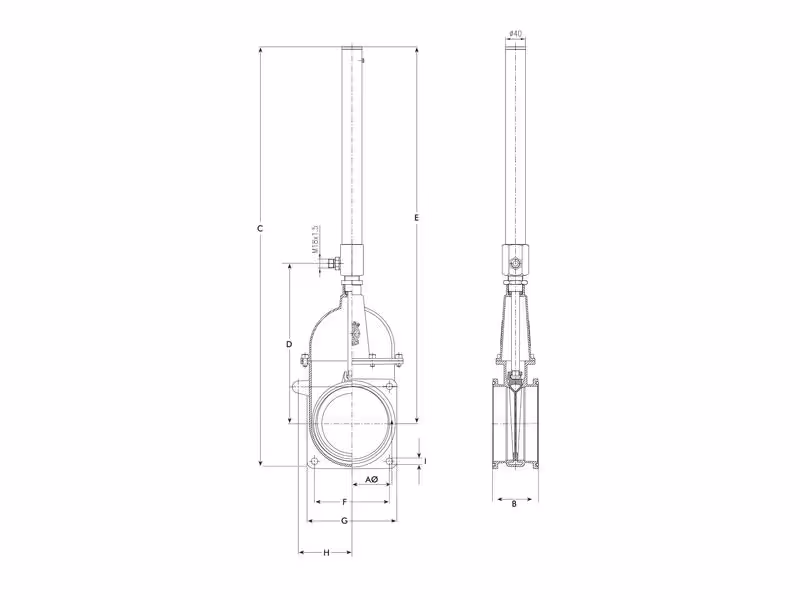 Vanne avec vérin simple effet à gaz - Double filet - Modèle renforcé 6''