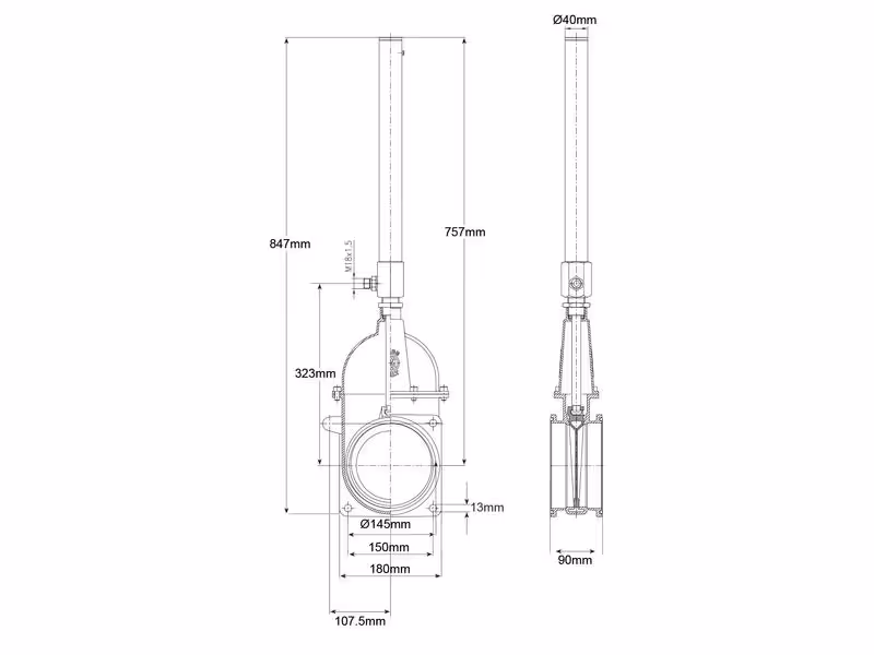 Vanne avec vérin simple effet à gaz - Double filet 6''