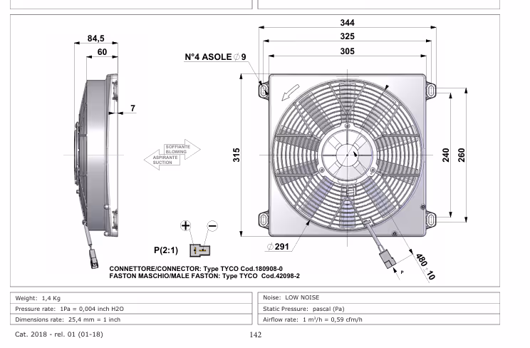 Ventilateur 280 mm pour refroidisseur d'huile 2MV-2 24V aspirant