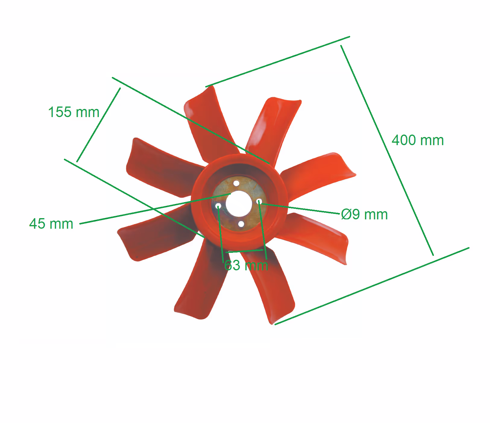 Ventilateur 8 pales 400mm plastique - adaptable sur tracteurs Massey Ferguson, Landini