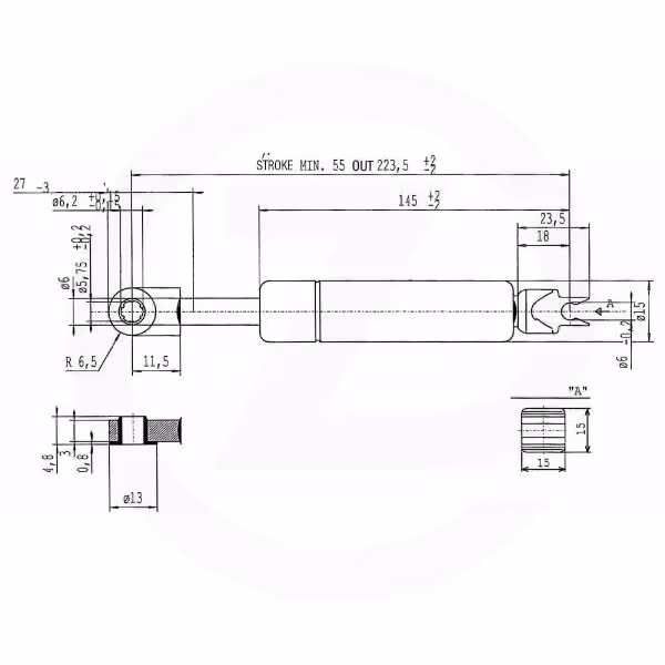 Vérin à gaz L223,5-120N
