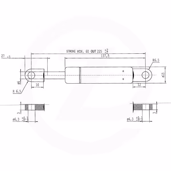 Vérin à gaz L225-120N