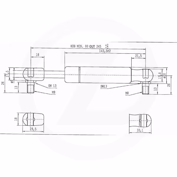 Vérin à gaz L245-250N