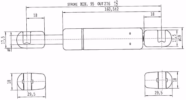 Vérin à gaz L275-100N