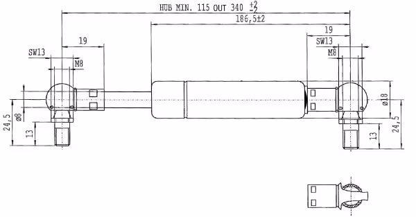 Vérin à gaz L340-100N