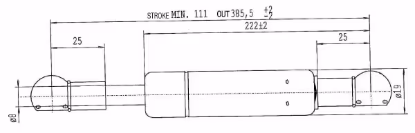 Vérin à gaz L385.5-570N