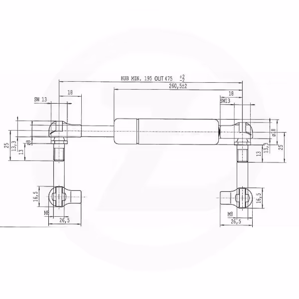 Vérin à gaz L475-200N