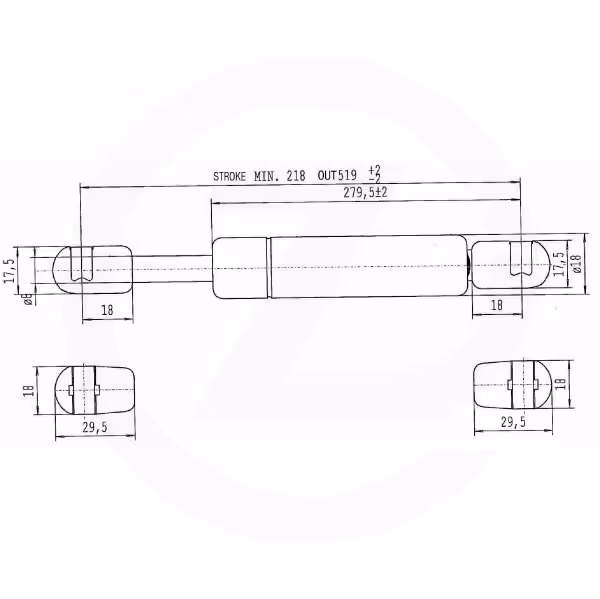 Vérin à gaz L520-270N